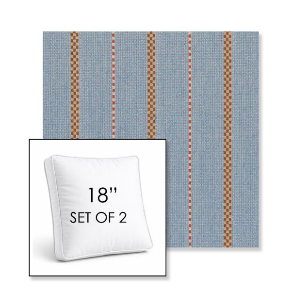 Picture of Linger Slate | Set of 2 | 18" Sunbrella Boxed Square Outdoor Throw Pillows with Premium Inserts