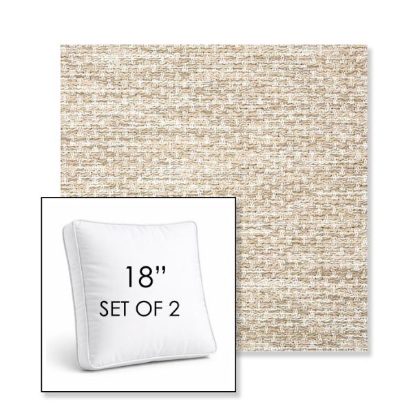 Picture of Litchfield Sand | Set of 2 | 18" Sunbrella Boxed Square Outdoor Throw Pillows with Premium Inserts