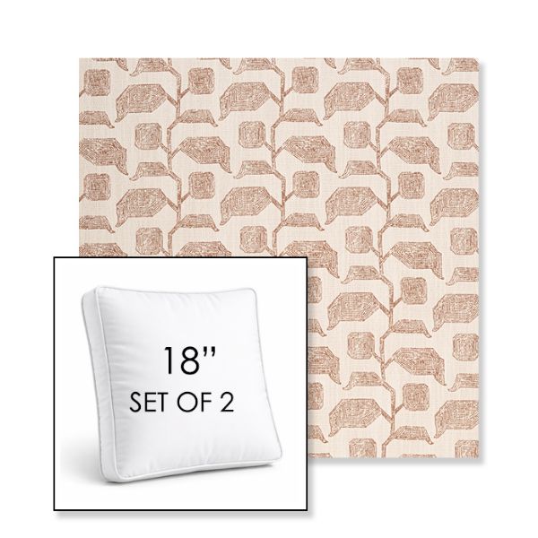Picture of Lola Clay | Set of 2 | 18" Sunbrella Boxed Square Outdoor Throw Pillows with Premium Inserts