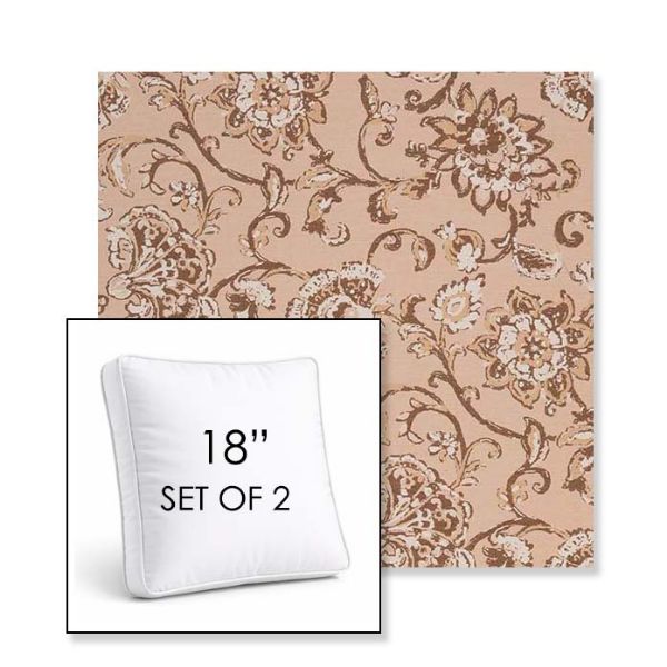 Picture of Martha Floral Dogwood | Set of 2 | 18" Sunbrella Boxed Square Outdoor Throw Pillows with Premium Inserts