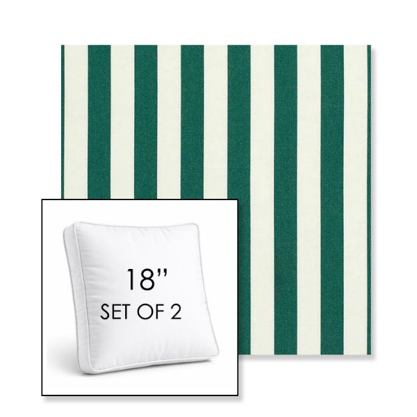 Picture of Mason Forest Green | Set of 2 | 18" Sunbrella Boxed Square Outdoor Throw Pillows with Premium Inserts