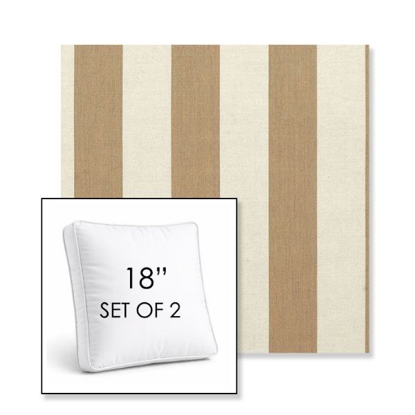 Picture of Maxim Heather Beige | Set of 2 | 18" Sunbrella Boxed Square Outdoor Throw Pillows with Premium Inserts