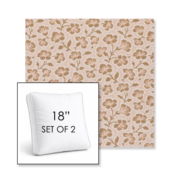 Picture of Mia Peach | Set of 2 | 18" Sunbrella Boxed Square Outdoor Throw Pillows with Premium Inserts