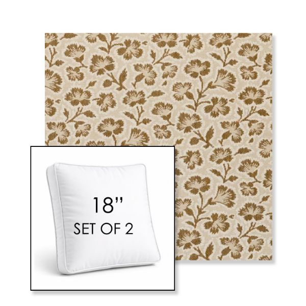 Picture of Mia Toffee | Set of 2 | 18" Sunbrella Boxed Square Outdoor Throw Pillows with Premium Inserts
