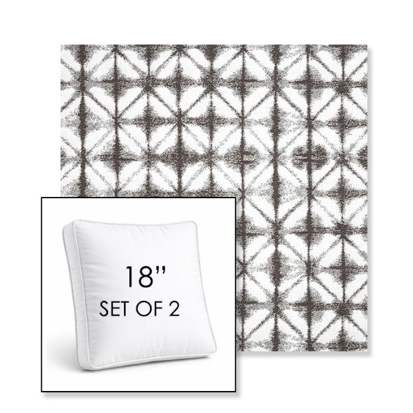 Picture of Midori Stone | Set of 2 | 18" Sunbrella Boxed Square Outdoor Throw Pillows with Premium Inserts
