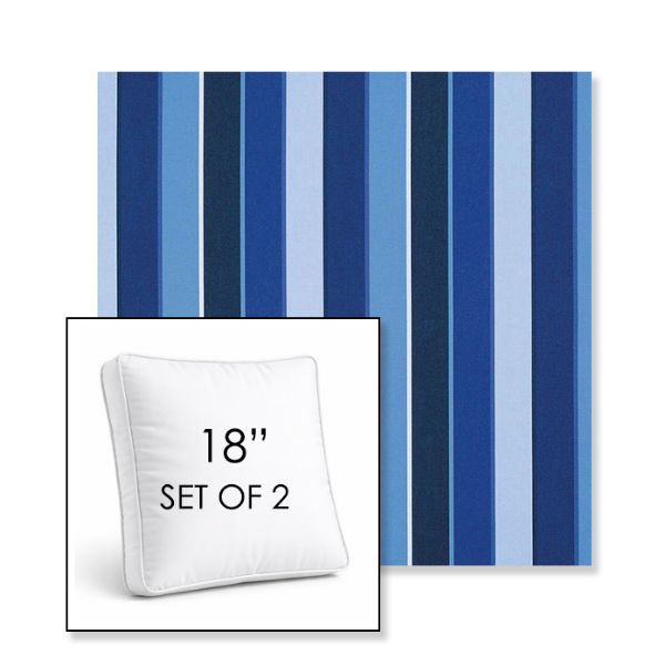 Picture of Milano Cobalt | Set of 2 | 18" Sunbrella Boxed Square Outdoor Throw Pillows with Premium Inserts