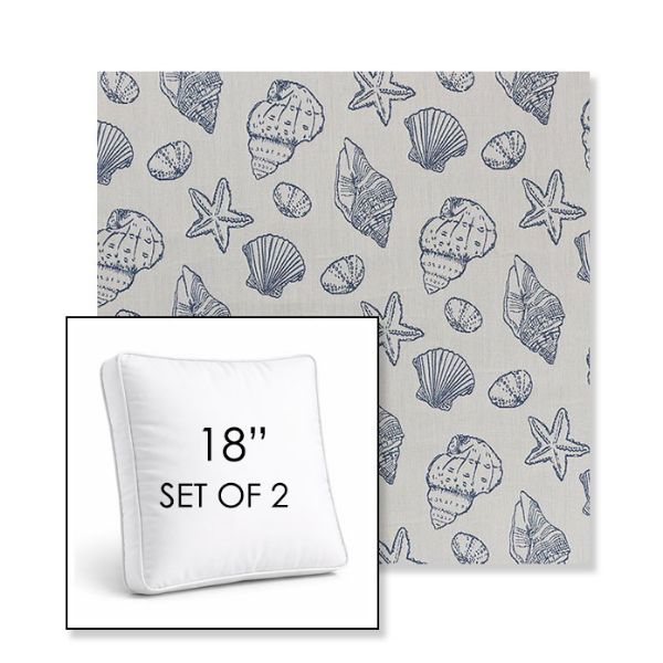 Picture of Nantucket Atlantis | Set of 2 | 18" Sunbrella Boxed Square Outdoor Throw Pillows with Premium Inserts