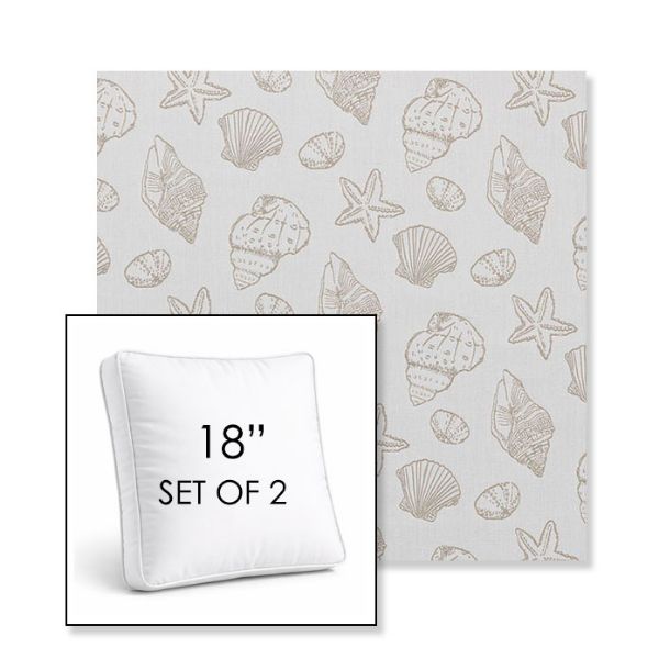 Picture of Nantucket Suntan | Set of 2 | 18" Sunbrella Boxed Square Outdoor Throw Pillows with Premium Inserts