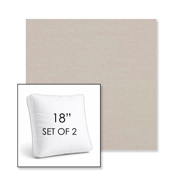 Picture of Natte Linen Chalk | Set of 2 | 18" Sunbrella Boxed Square Outdoor Throw Pillows with Premium Inserts