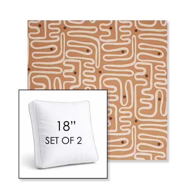 Picture of Nema Peachwood | Set of 2 | 18" Sunbrella Boxed Square Outdoor Throw Pillows with Premium Inserts