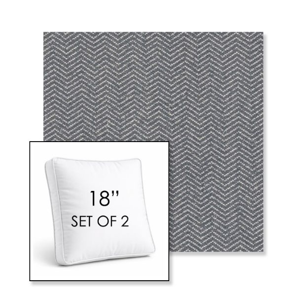 Picture of Odette Slate | Set of 2 | 18" Sunbrella Boxed Square Outdoor Throw Pillows with Premium Inserts