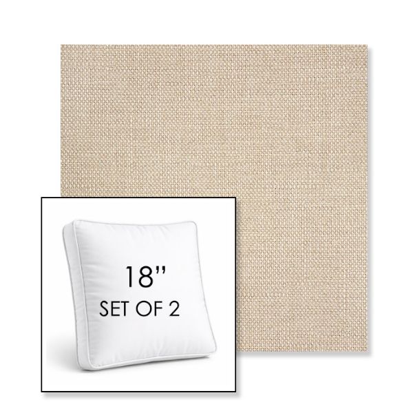 Picture of Piazza Dune | Set of 2 | 18" Sunbrella Boxed Square Outdoor Throw Pillows with Premium Inserts