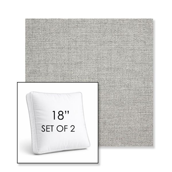 Picture of Piazza Pebble | Set of 2 | 18" Sunbrella Boxed Square Outdoor Throw Pillows with Premium Inserts