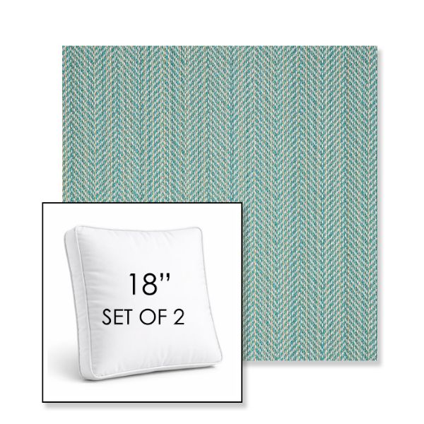 Picture of Posh Aqua | Set of 2 | 18" Sunbrella Boxed Square Outdoor Throw Pillows with Premium Inserts