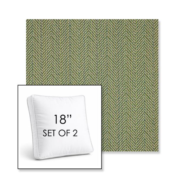 Picture of Posh Shamrock | Set of 2 | 18" Sunbrella Boxed Square Outdoor Throw Pillows with Premium Inserts