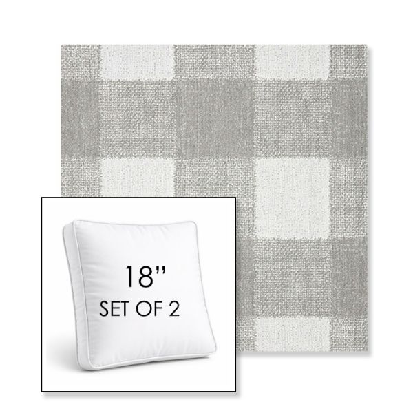 Picture of Preso Pebble | Set of 2 | 18" Sunbrella Boxed Square Outdoor Throw Pillows with Premium Inserts