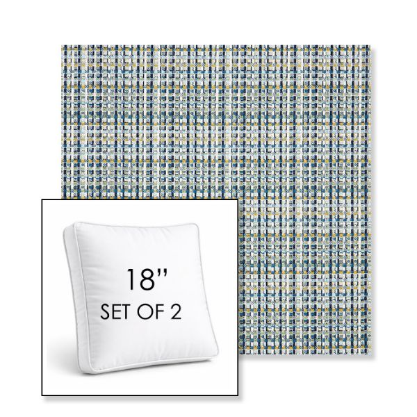 Picture of Principle Lagoon | Set of 2 | 18" Sunbrella Boxed Square Outdoor Throw Pillows with Premium Inserts