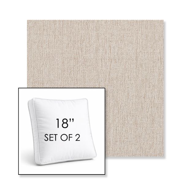 Picture of Ritsy Sand | Set of 2 | 18" Sunbrella Boxed Square Outdoor Throw Pillows with Premium Inserts