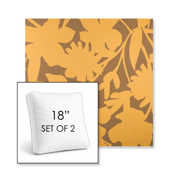 Picture of Sonny Sunshine | Set of 2 | 18" Sunbrella Boxed Square Outdoor Throw Pillows with Premium Inserts