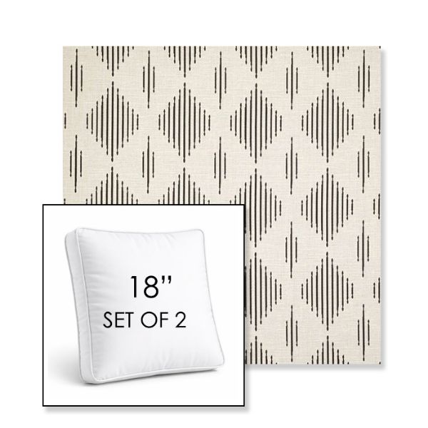 Picture of Spinner Diamond Onyx | Set of 2 | 18" Sunbrella Boxed Square Outdoor Throw Pillows with Premium Inserts