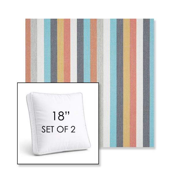 Picture of Surround Sunrise | Set of 2 | 18" Sunbrella Boxed Square Outdoor Throw Pillows with Premium Inserts