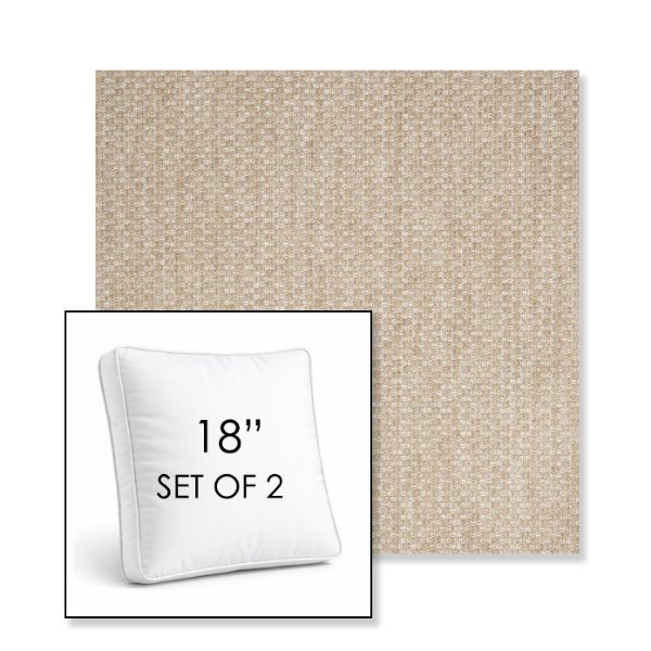 Picture of Tailored Putty | Set of 2 | 18" Sunbrella Boxed Square Outdoor Throw Pillows with Premium Inserts