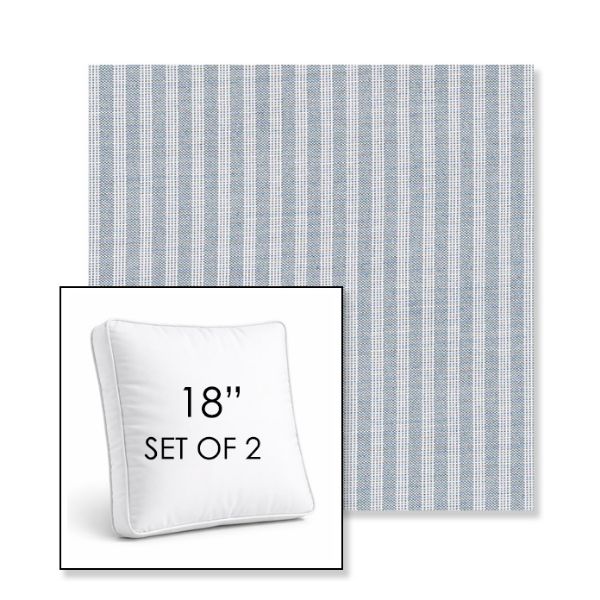 Picture of Tap Chambray | Set of 2 | 18" Sunbrella Boxed Square Outdoor Throw Pillows with Premium Inserts