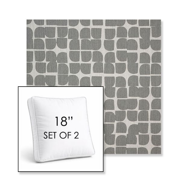 Picture of Toggle Greystone | Set of 2 | 18" Sunbrella Boxed Square Outdoor Throw Pillows with Premium Inserts