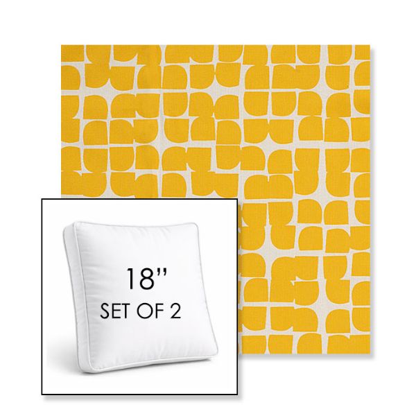 Picture of Toggle Lemon Drop | Set of 2 | 18" Sunbrella Boxed Square Outdoor Throw Pillows with Premium Inserts