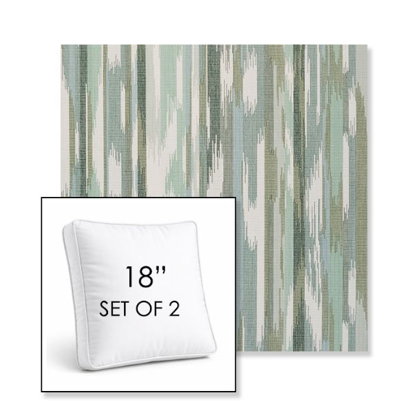 Picture of Transformation Moss | Set of 2 | 18" Sunbrella Boxed Square Outdoor Throw Pillows with Premium Inserts