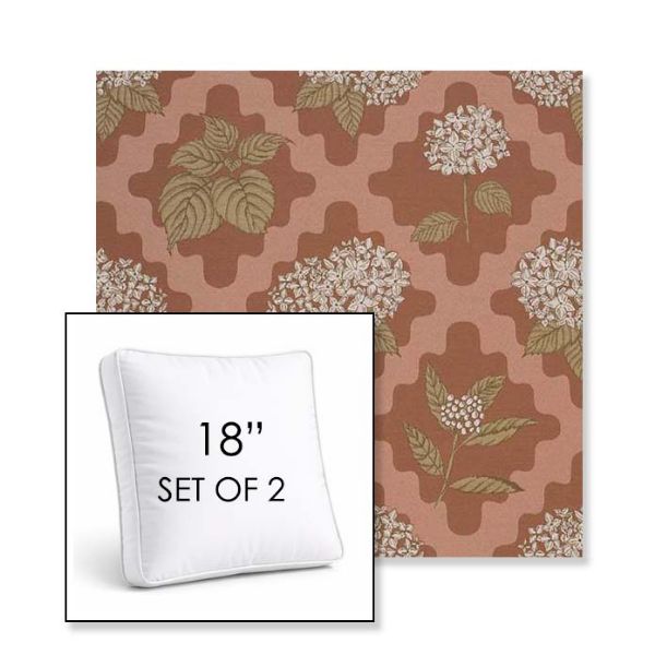 Picture of Trellis Primrose | Set of 2 | 18" Sunbrella Boxed Square Outdoor Throw Pillows with Premium Inserts