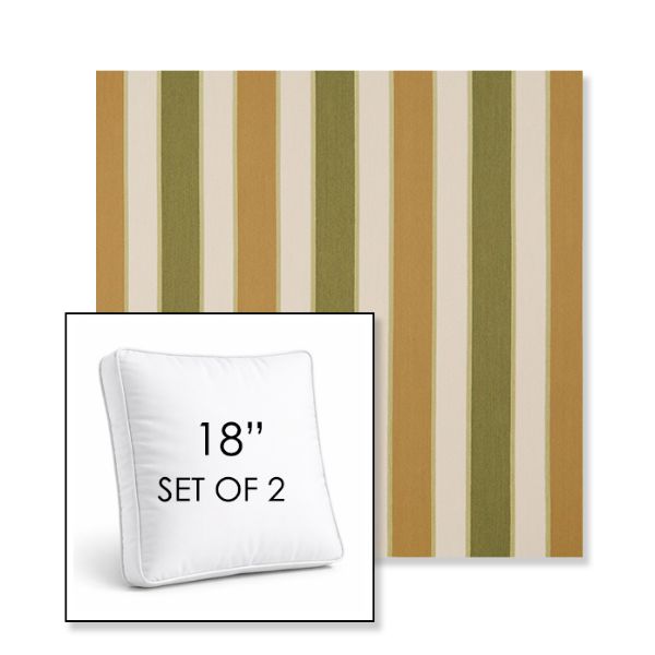 Picture of Varsity Pesto Parmesan | Set of 2 | 18" Sunbrella Boxed Square Outdoor Throw Pillows with Premium Inserts
