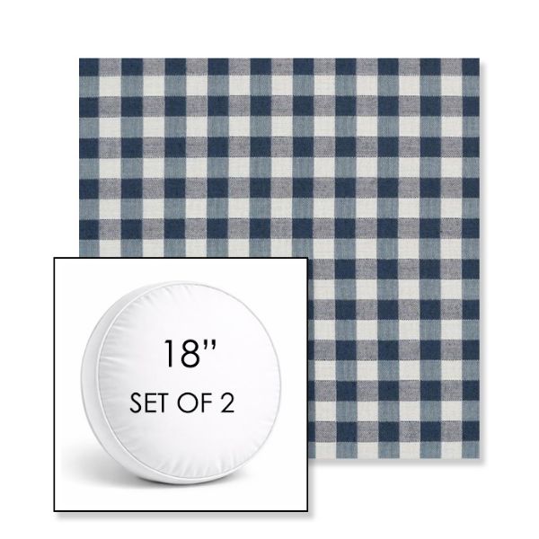 Picture of Above Denim | Set of 2 | 18" Sunbrella Boxed Round Outdoor Throw Pillows with Premium Inserts