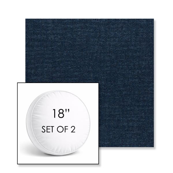 Picture of Abstraction Indigo | Set of 2 | 18" Sunbrella Boxed Round Outdoor Throw Pillows with Premium Inserts