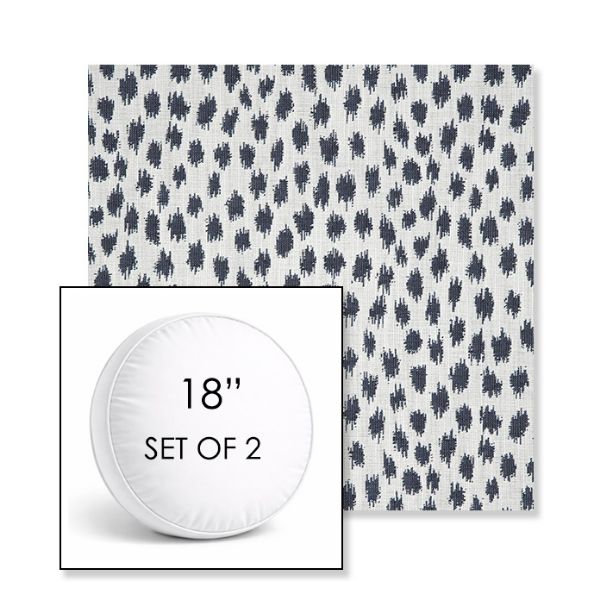 Picture of Agra Indigo | Set of 2 | 18" Sunbrella Boxed Round Outdoor Throw Pillows with Premium Inserts