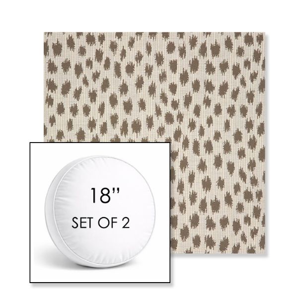 Picture of Agra Pebble | Set of 2 | 18" Sunbrella Boxed Round Outdoor Throw Pillows with Premium Inserts