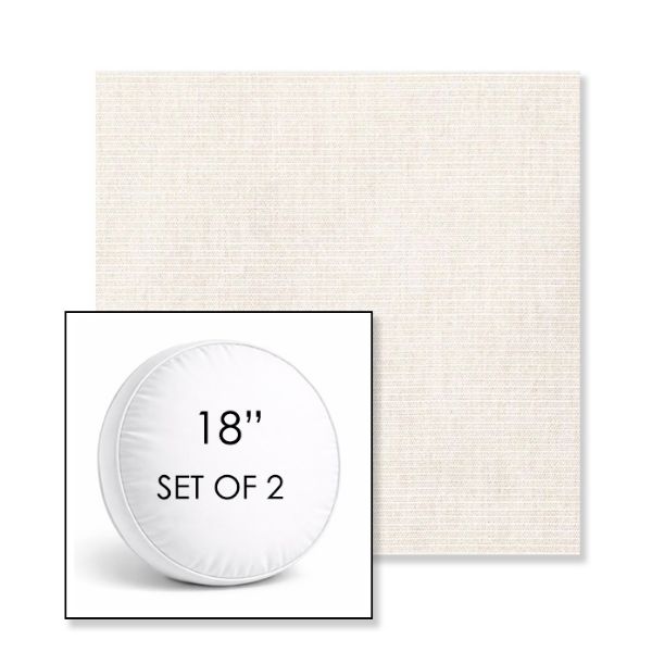 Picture of Ambrose Linen | Set of 2 | 18" Sunbrella Boxed Round Outdoor Throw Pillows with Premium Inserts