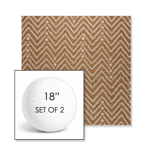 Picture of Argo Toffee | Set of 2 | 18" Sunbrella Boxed Round Outdoor Throw Pillows with Premium Inserts