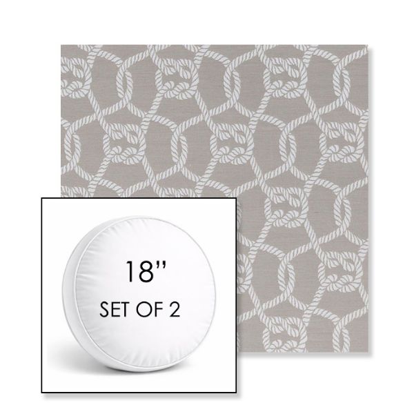 Picture of Bar Harbor Pebble | Set of 2 | 18" Sunbrella Boxed Round Outdoor Throw Pillows with Premium Inserts