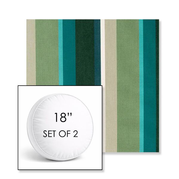 Picture of Beaming Lagoon | Set of 2 | 18" Sunbrella Boxed Round Outdoor Throw Pillows with Premium Inserts