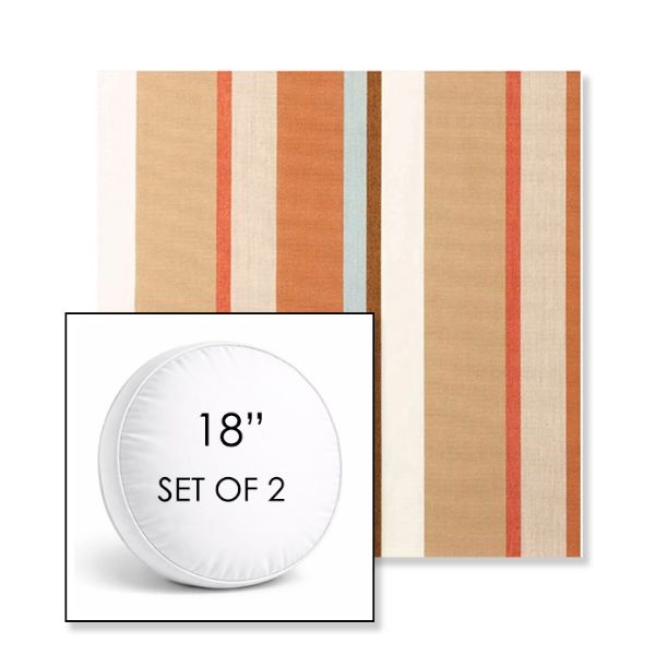 Picture of Beaming Mojave | Set of 2 | 18" Sunbrella Boxed Round Outdoor Throw Pillows with Premium Inserts