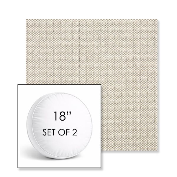 Picture of Blend Linen | Set of 2 | 18" Sunbrella Boxed Round Outdoor Throw Pillows with Premium Inserts