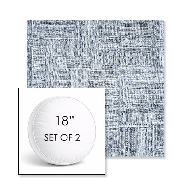 Picture of Boro Indigo | Set of 2 | 18" Sunbrella Boxed Round Outdoor Throw Pillows with Premium Inserts