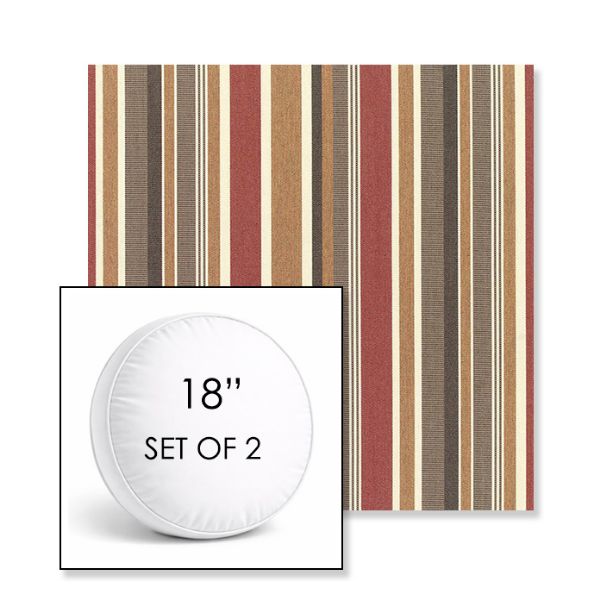 Picture of Brannon Redwood | Set of 2 | 18" Sunbrella Boxed Round Outdoor Throw Pillows with Premium Inserts