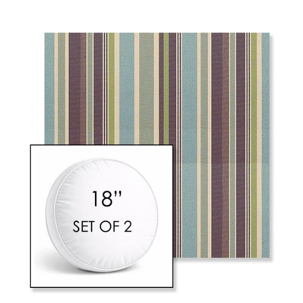 Picture of Brannon Whisper | Set of 2 | 18" Sunbrella Boxed Round Outdoor Throw Pillows with Premium Inserts