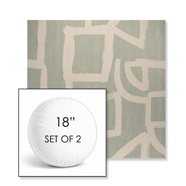 Picture of Brushstroke Duckegg | Set of 2 | 18" Sunbrella Boxed Round Outdoor Throw Pillows with Premium Inserts