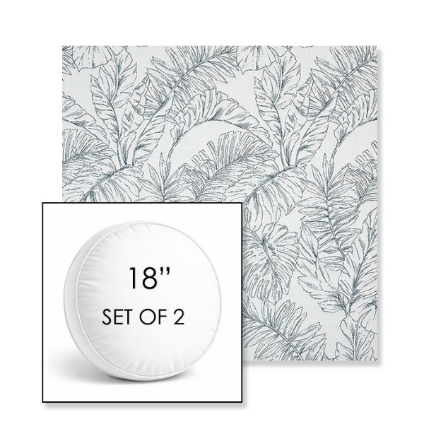 Picture of Calm Laurel | Set of 2 | 18" Sunbrella Boxed Round Outdoor Throw Pillows with Premium Inserts