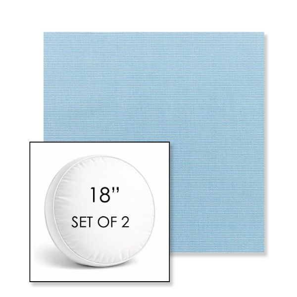 Picture of Canvas Air Blue | Set of 2 | 18" Sunbrella Boxed Round Outdoor Throw Pillows with Premium Inserts