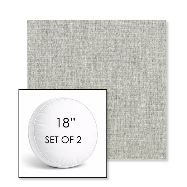 Picture of Canvas Granite | Set of 2 | 18" Sunbrella Boxed Round Outdoor Throw Pillows with Premium Inserts