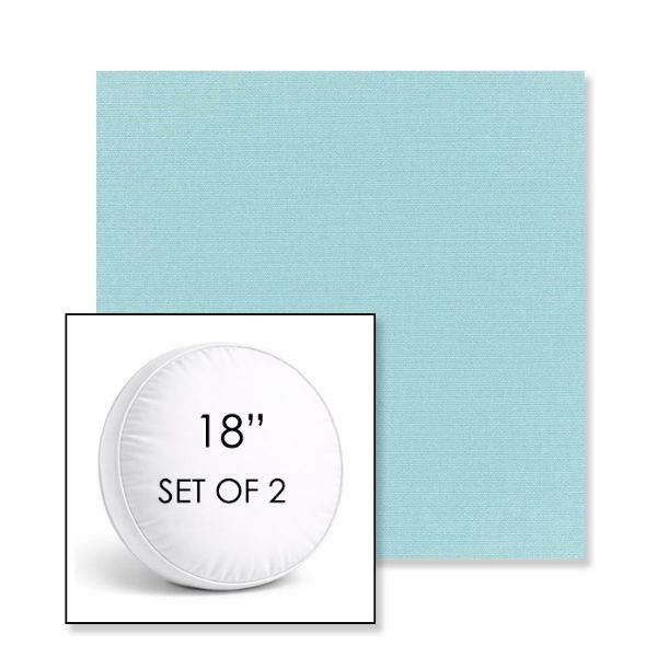 Picture of Canvas Mineral Blue | Set of 2 | 18" Sunbrella Boxed Round Outdoor Throw Pillows with Premium Inserts